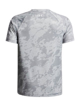 Polera manga corta de entrenamiento para niño Tech Big Logo Printed Gris Under Armour