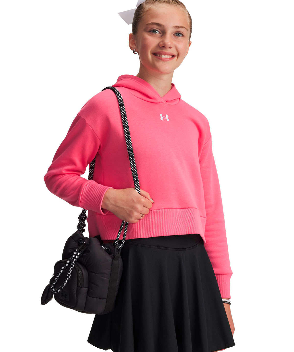 Polerón Lifestyle para niña Rival Fleece Crop rosado Under Armour