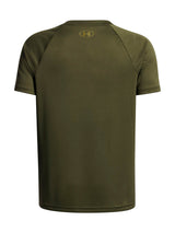 Polera manga corta de Entrenamiento para Niño Tech Hybrid print Verde Under Armour