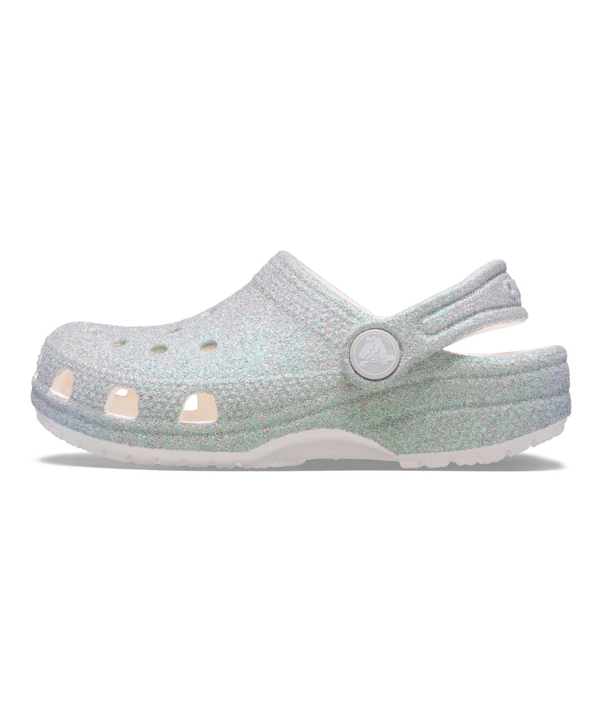Zueco Niños Grandes Classic Clog Glitter Plateado Crocs