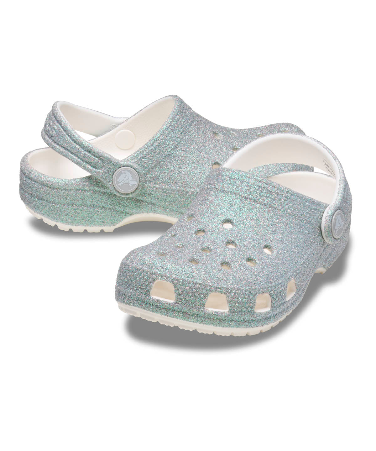 Zueco Niños Grandes Classic Clog Glitter Plateado Crocs