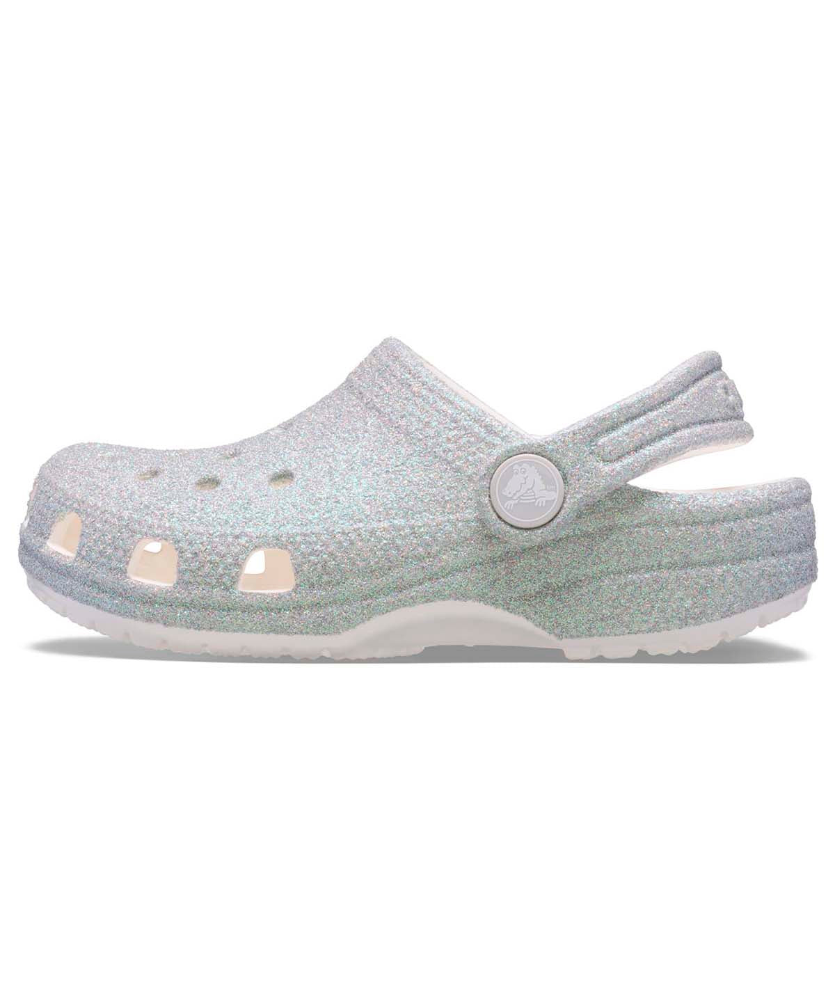 Zueco Niños Pequeños Classic Clog Glitter Plateado Crocs