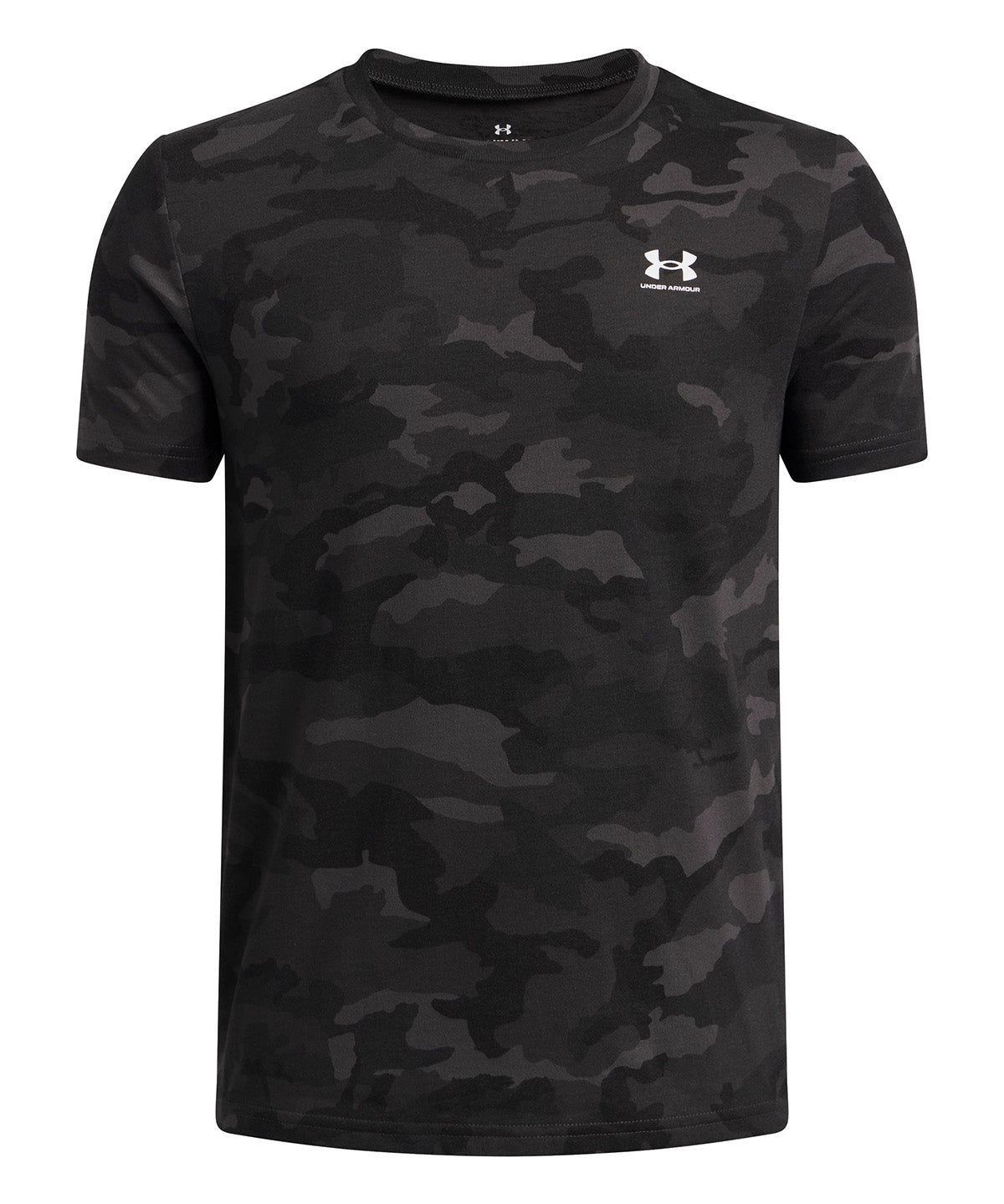 Polera Niño UA B CAMO AOP SS Negro