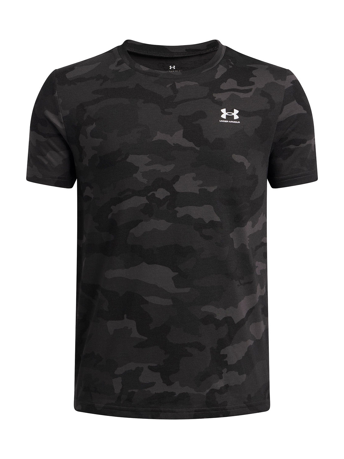Polera Niño UA B CAMO AOP SS Negro