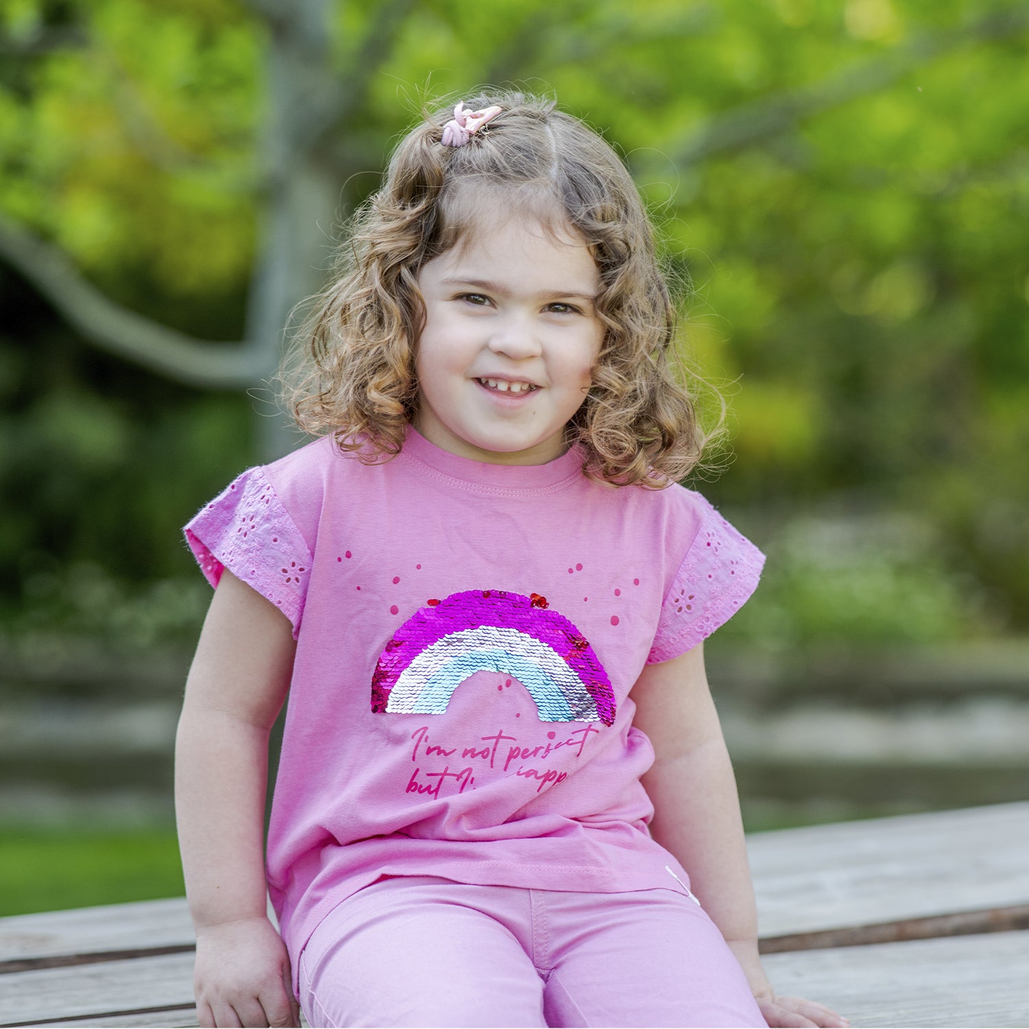 Polera Manga Corta Algodón Orgánico Niña Rainbow