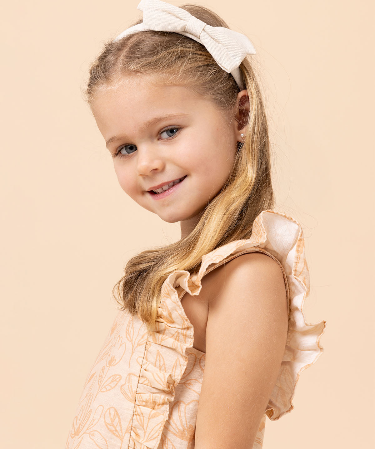 Cintillo Algodón Niña Hpk Bow Headband Beige/Crudo Hush Puppies