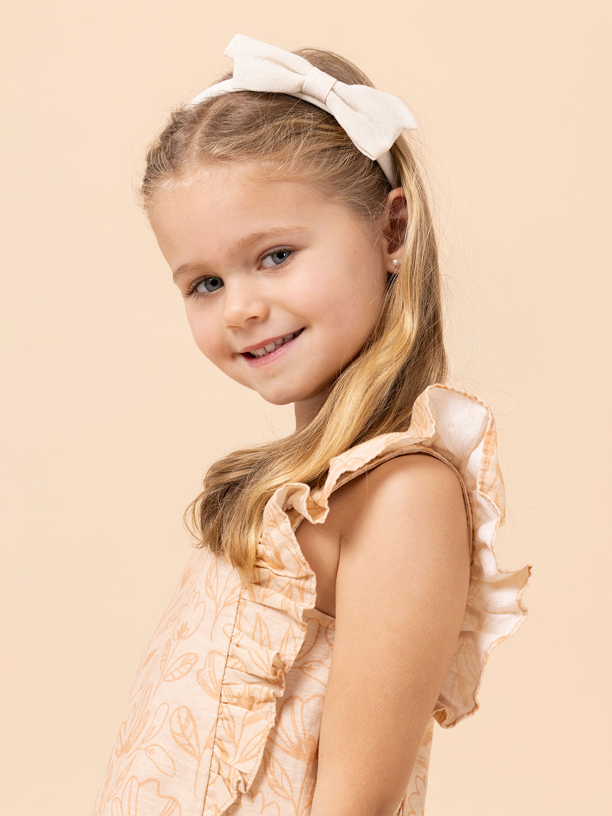 Cintillo Algodón Niña Hpk Bow Headband Beige/Crudo Hush Puppies