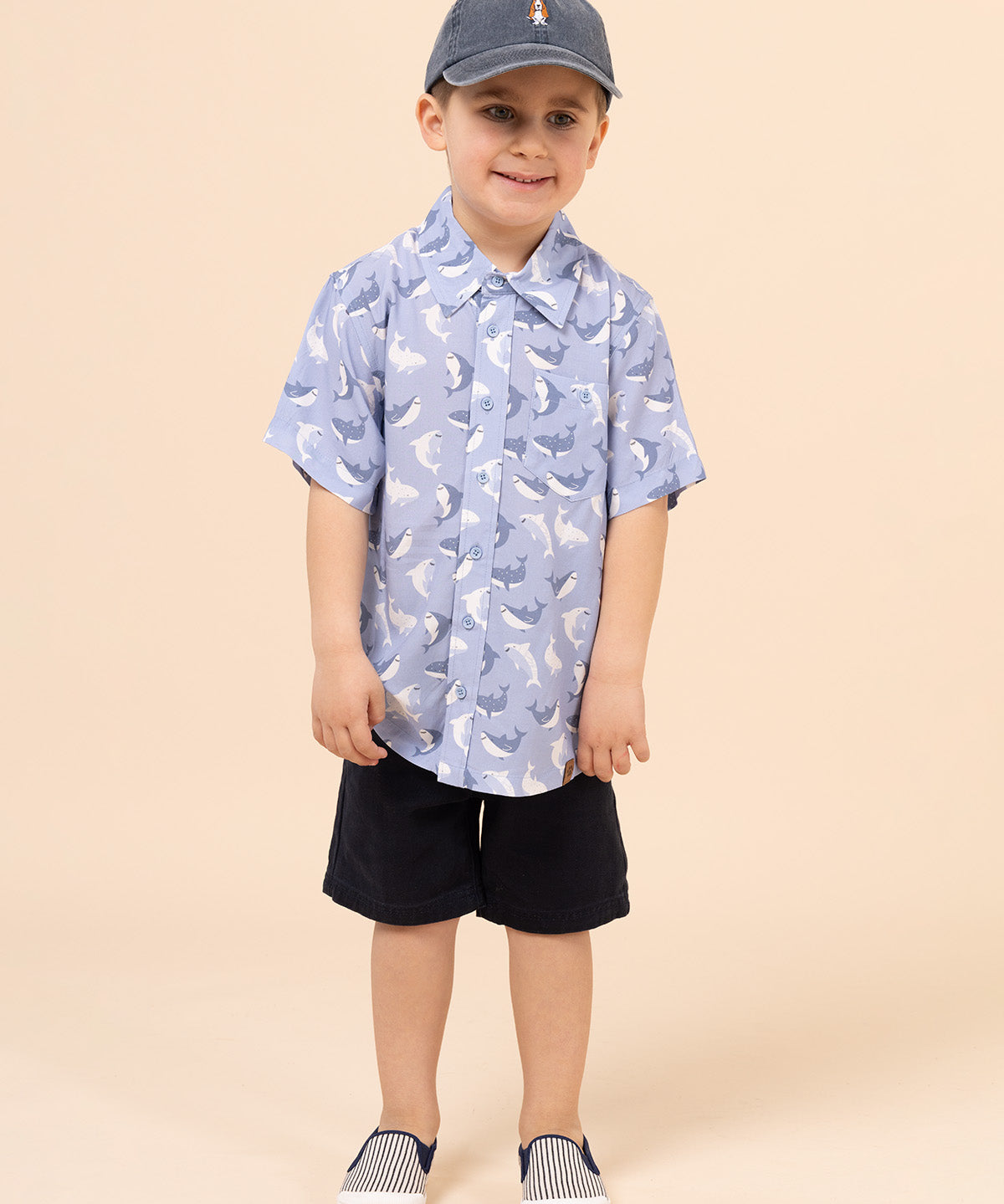 Camisa Niño Guayabera Azul