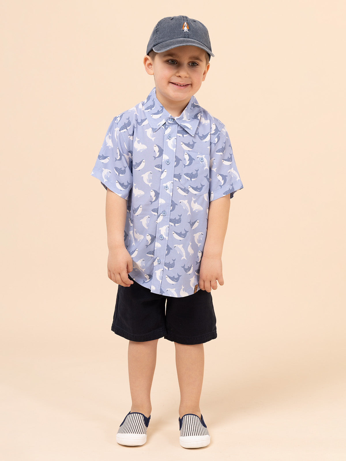 Camisa Niño Guayabera Azul