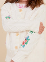Chaleco Niña Rosas Beige