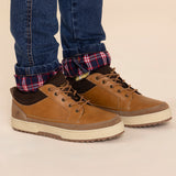 Zapatilla Cuero Niño Slalom Low Café
