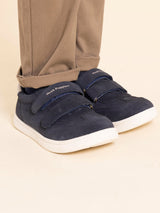 Zapatilla Cuero Niño Clara-K Azul