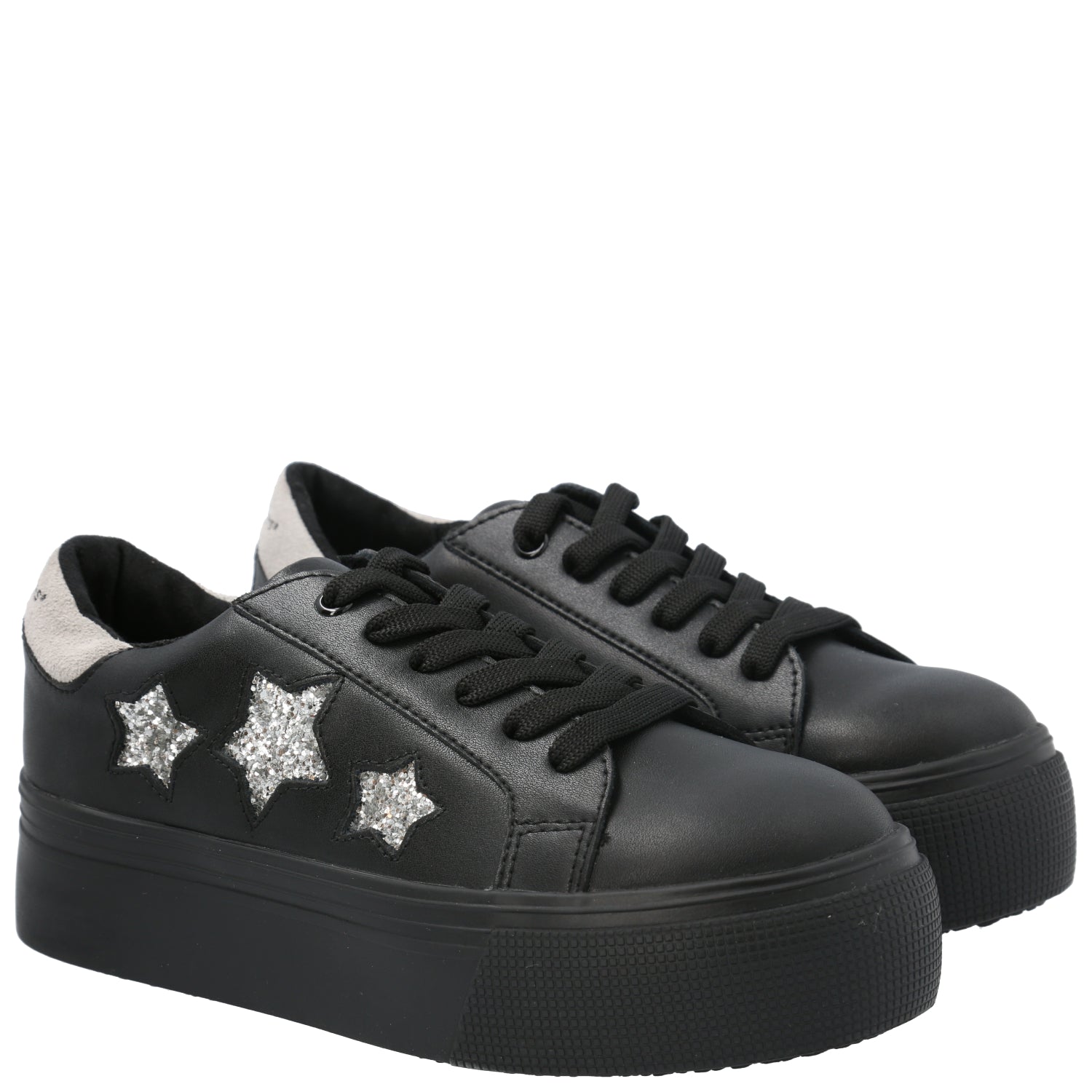 Zapatilla Cuero Niña Quens Negro