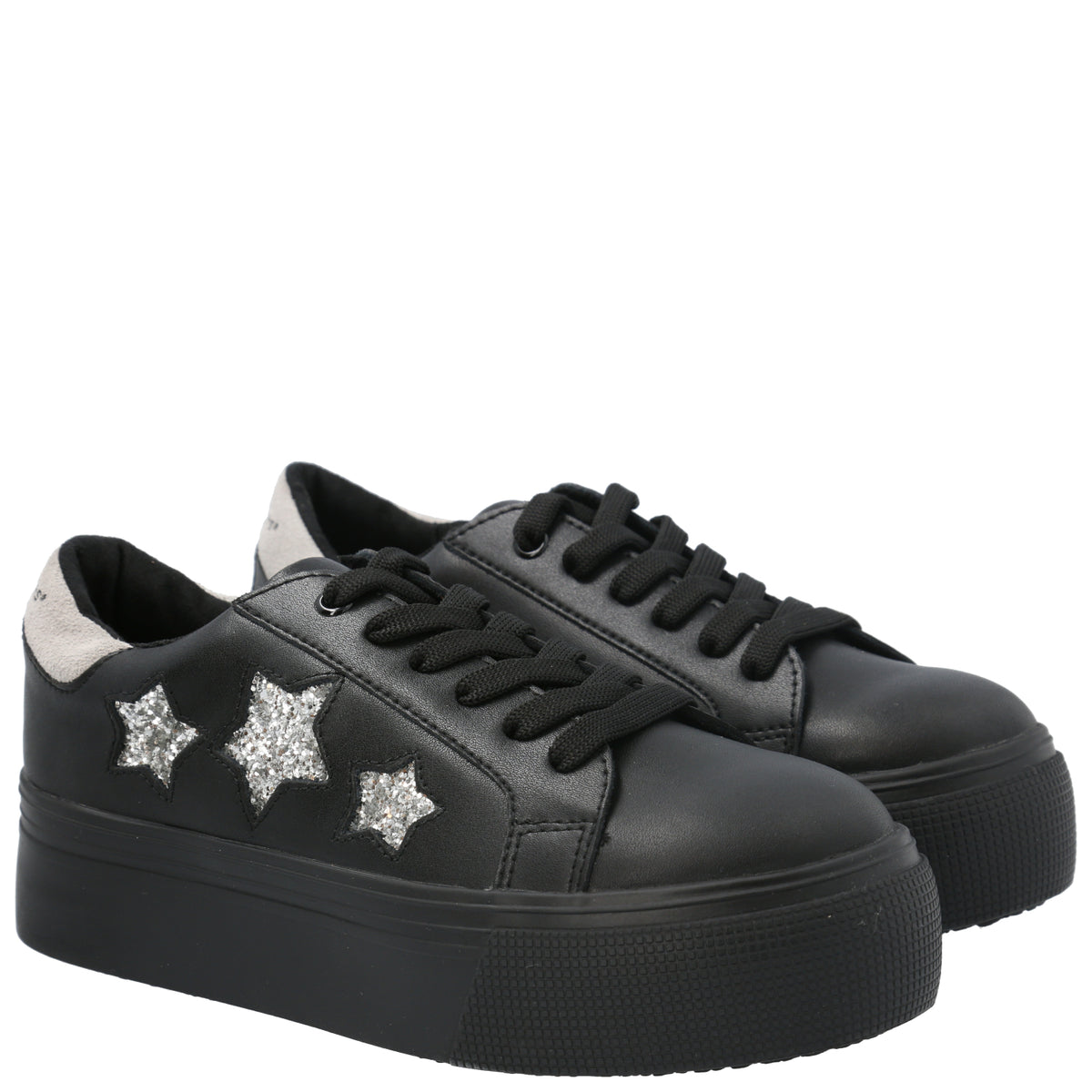 Zapatilla Cuero Niña Quens Negro