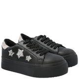 Zapatilla Cuero Niña Quens Negro