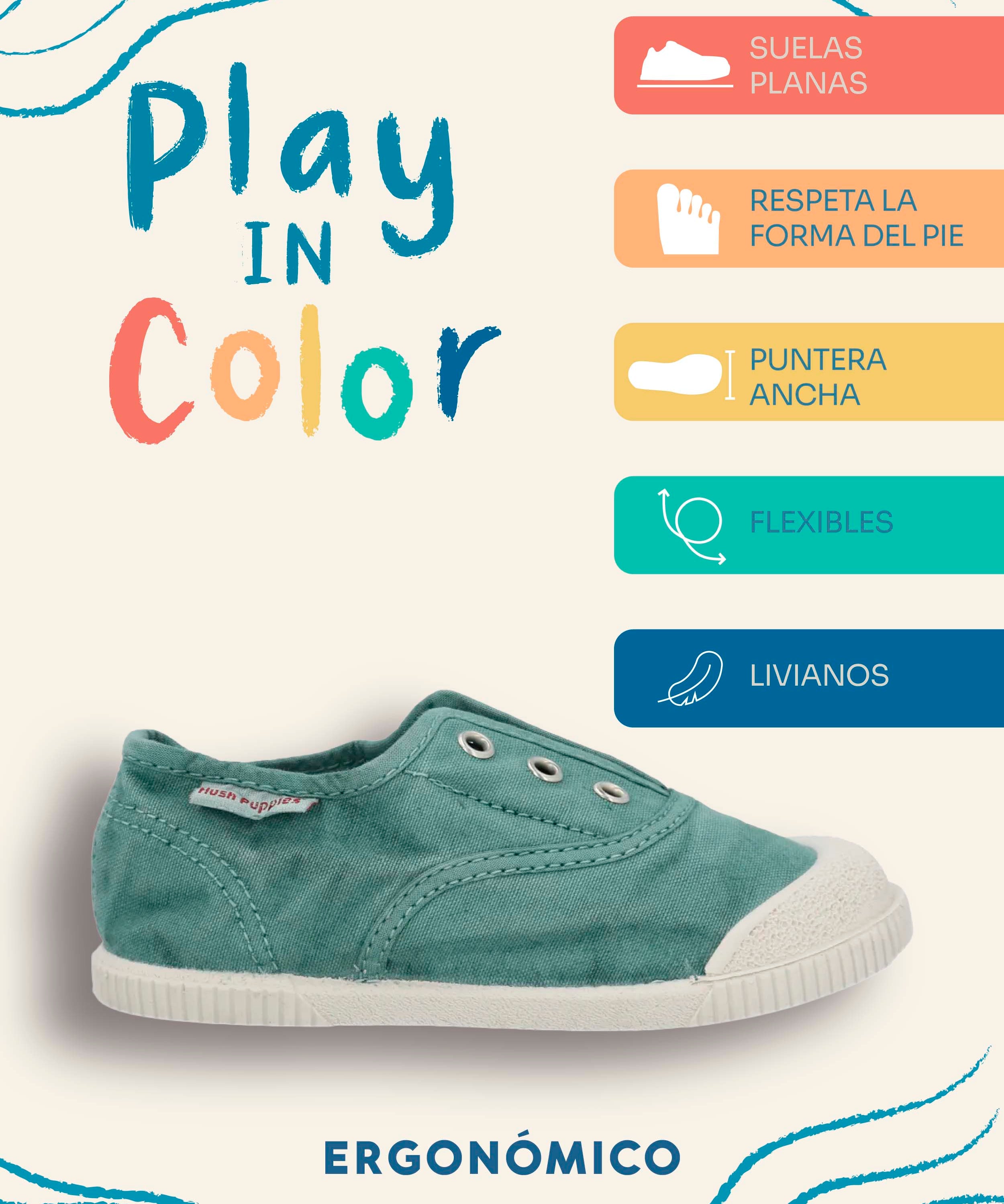 Zapatilla Niño Bare Sunset Celeste Hush Puppies Kids