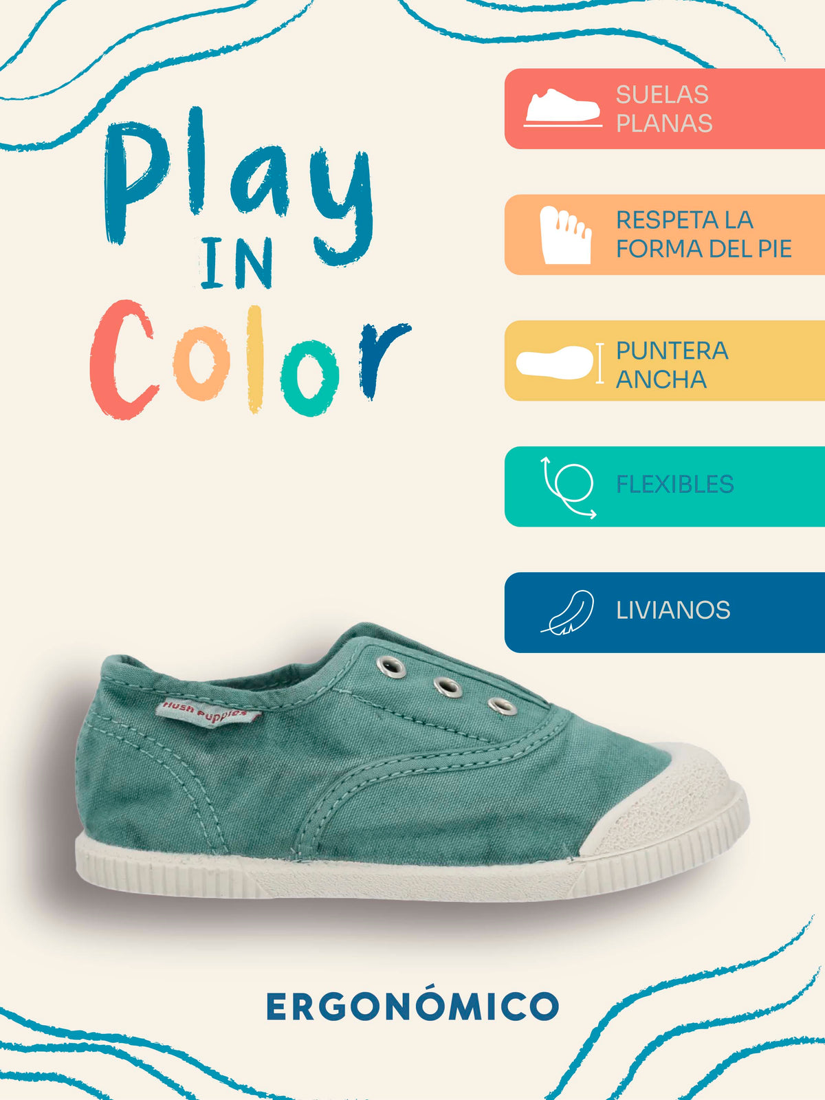 Zapatilla Niño Bare Sunset Celeste Hush Puppies Kids