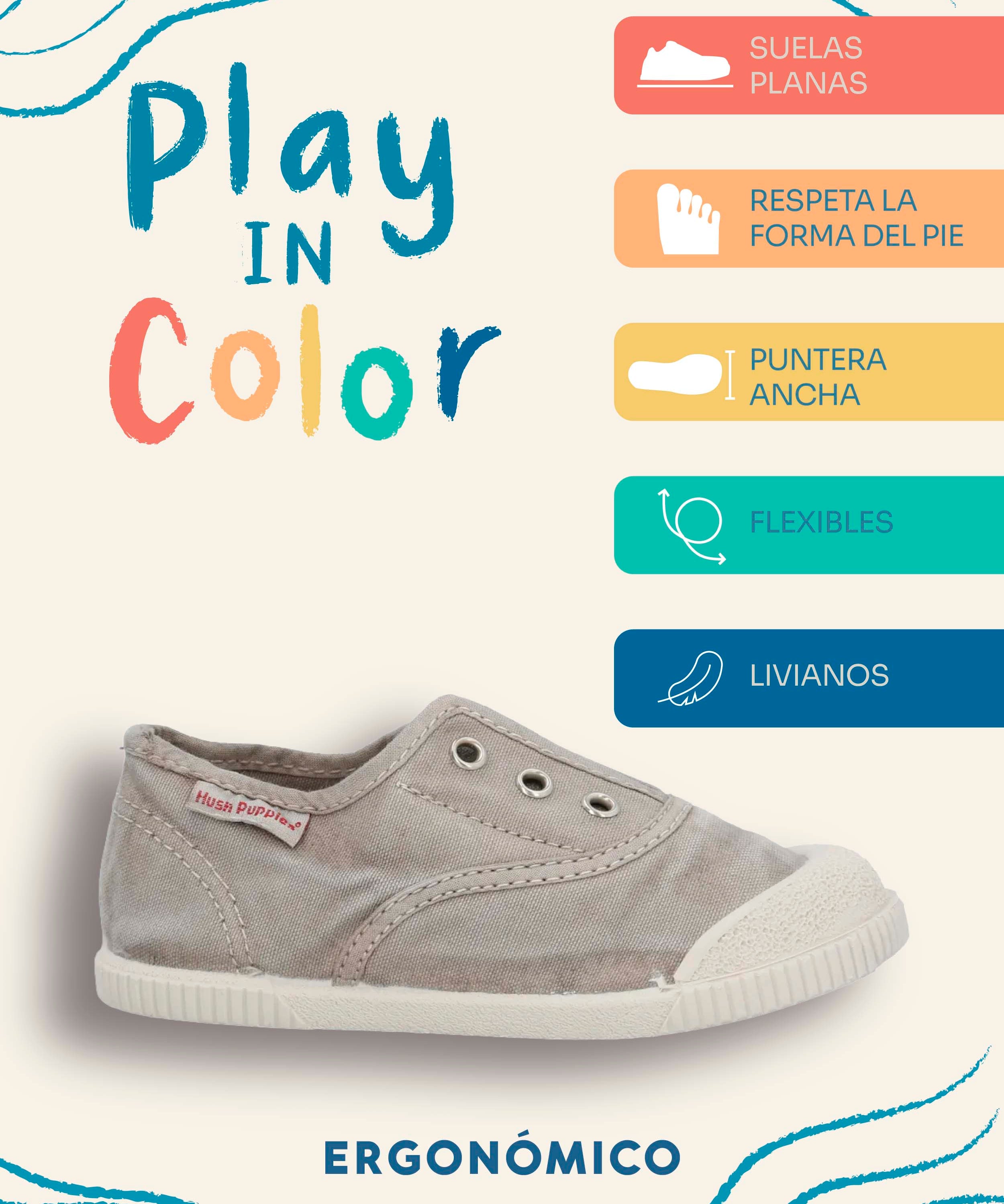 Zapatilla Niño Bare Sunset Gris Hush Puppies Kids