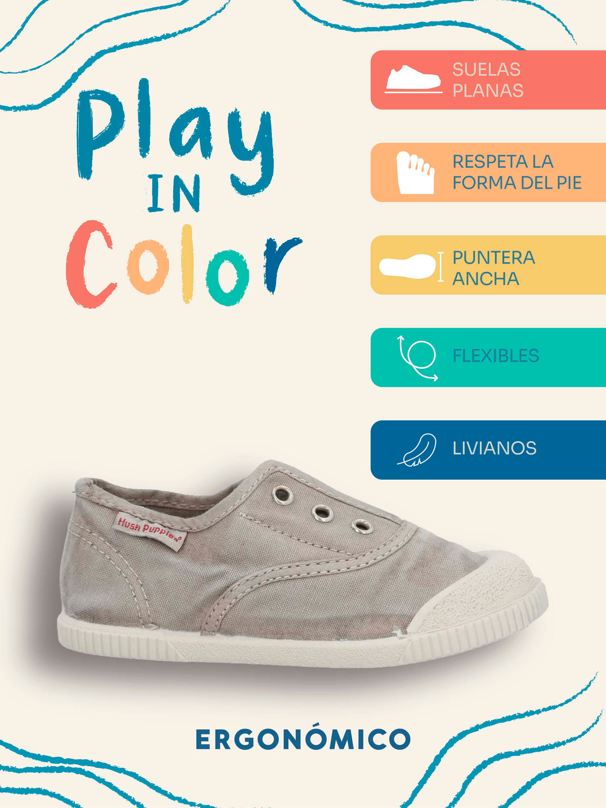 Zapatilla Niño Bare Sunset Gris Hush Puppies Kids