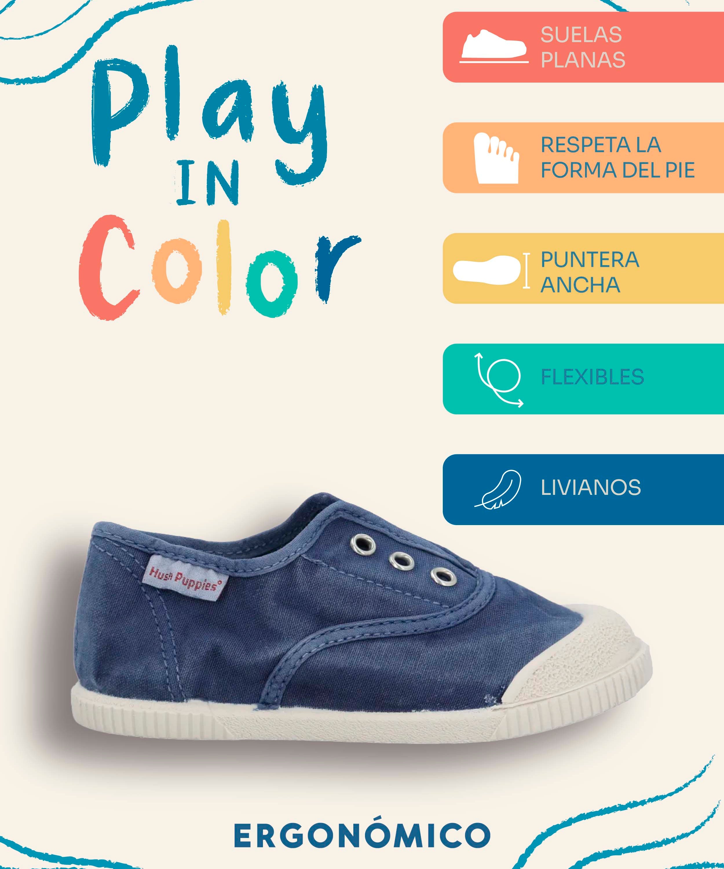 Zapatilla Niño Bare Sunset AzulMarino Hush Puppies Kids