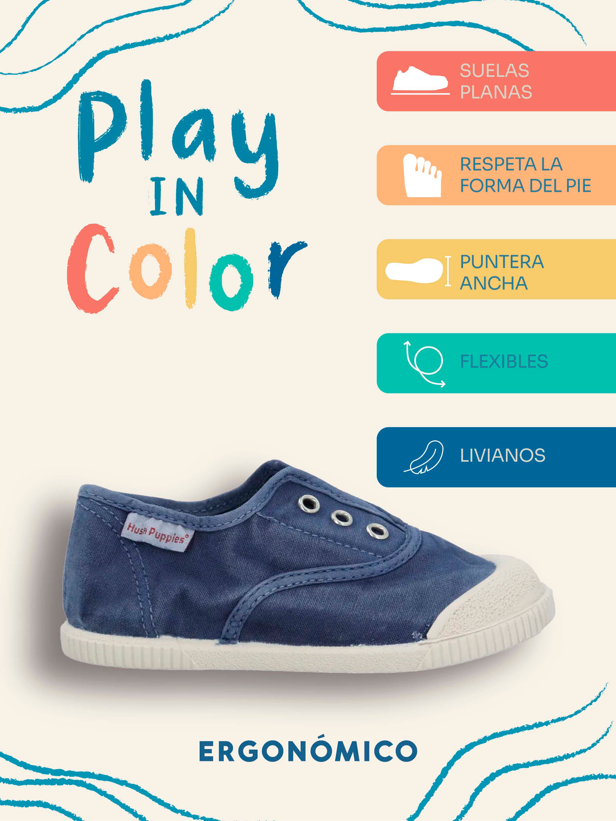 Zapatilla Niño Bare Sunset AzulMarino Hush Puppies Kids