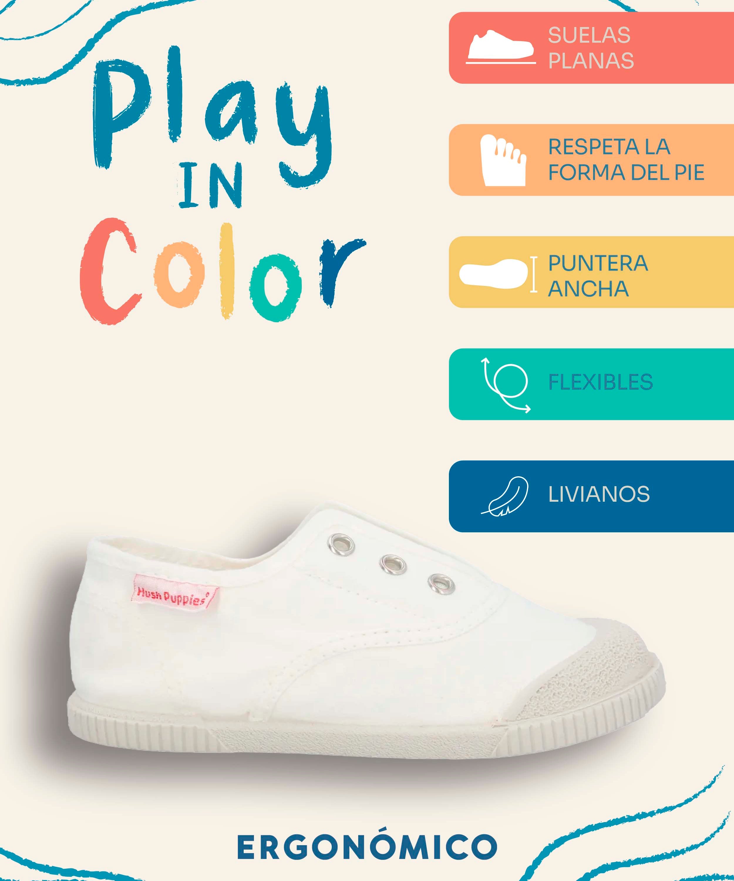 Zapatilla Niño Bare Sunset Blanco Hush Puppies Kids