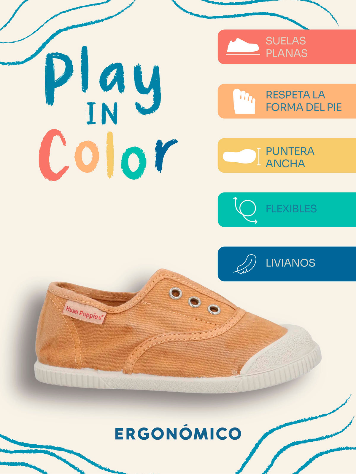 Zapatilla Niño Bare Sunset Beige Hush Puppies Kids