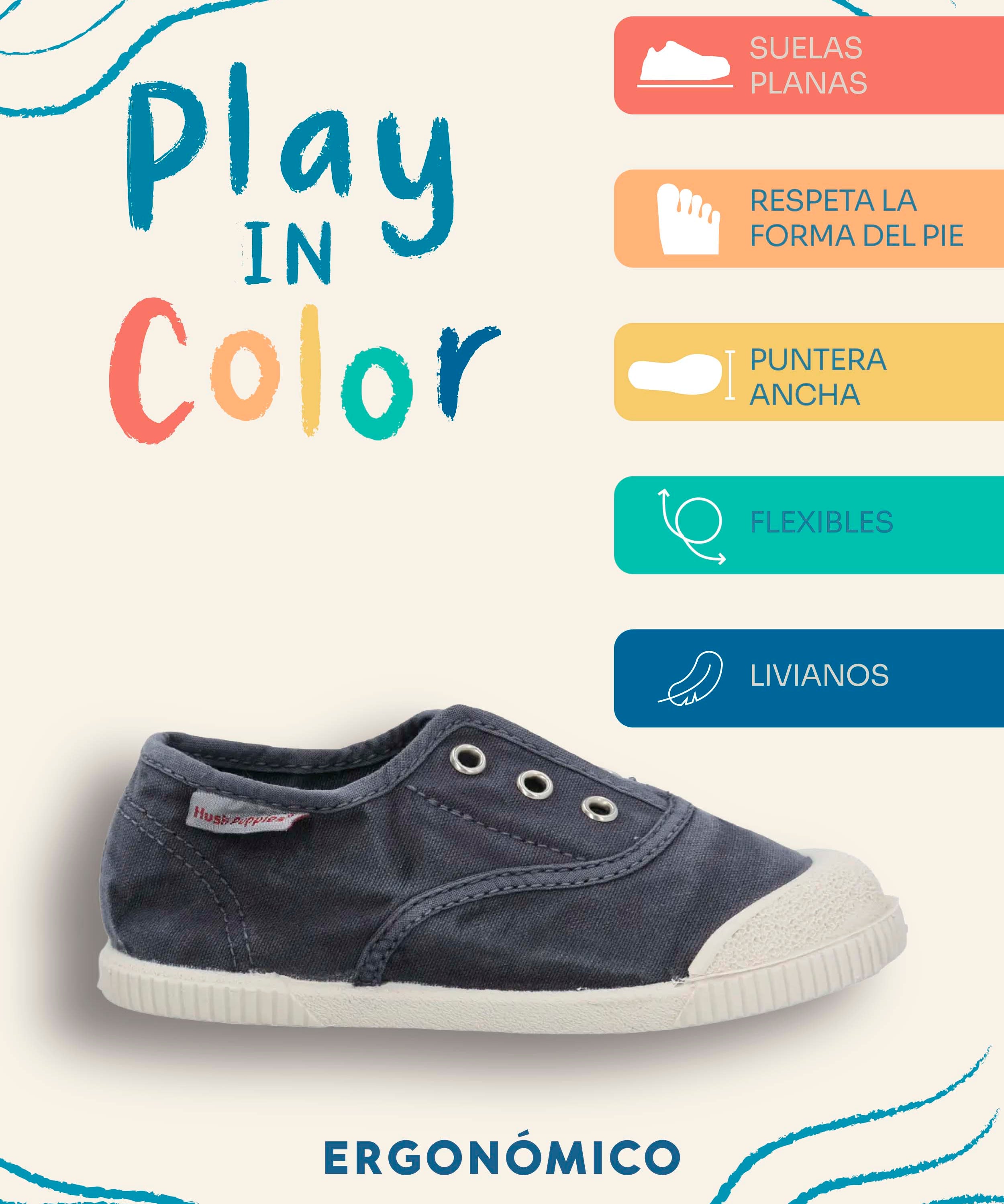 Zapatilla Niño Bare Sunset Azul Hush Puppies Kids