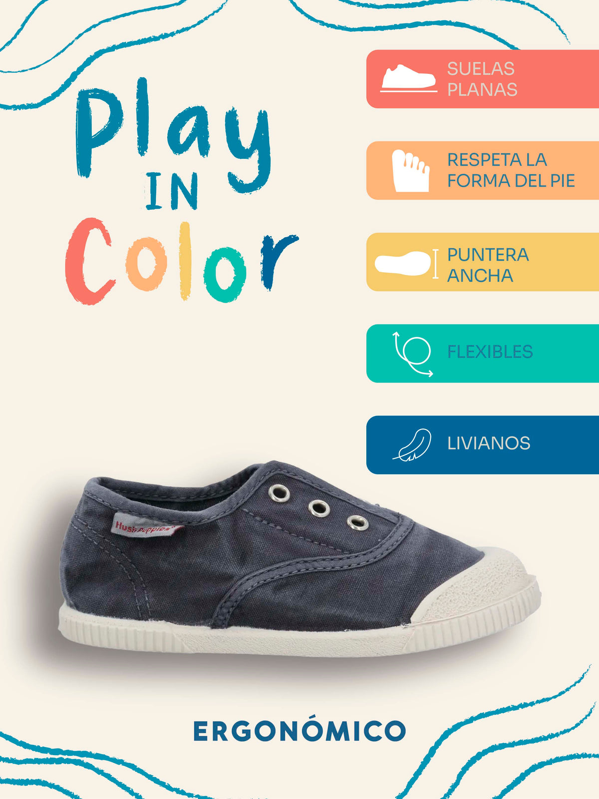 Zapatilla Niño Bare Sunset Azul Hush Puppies Kids