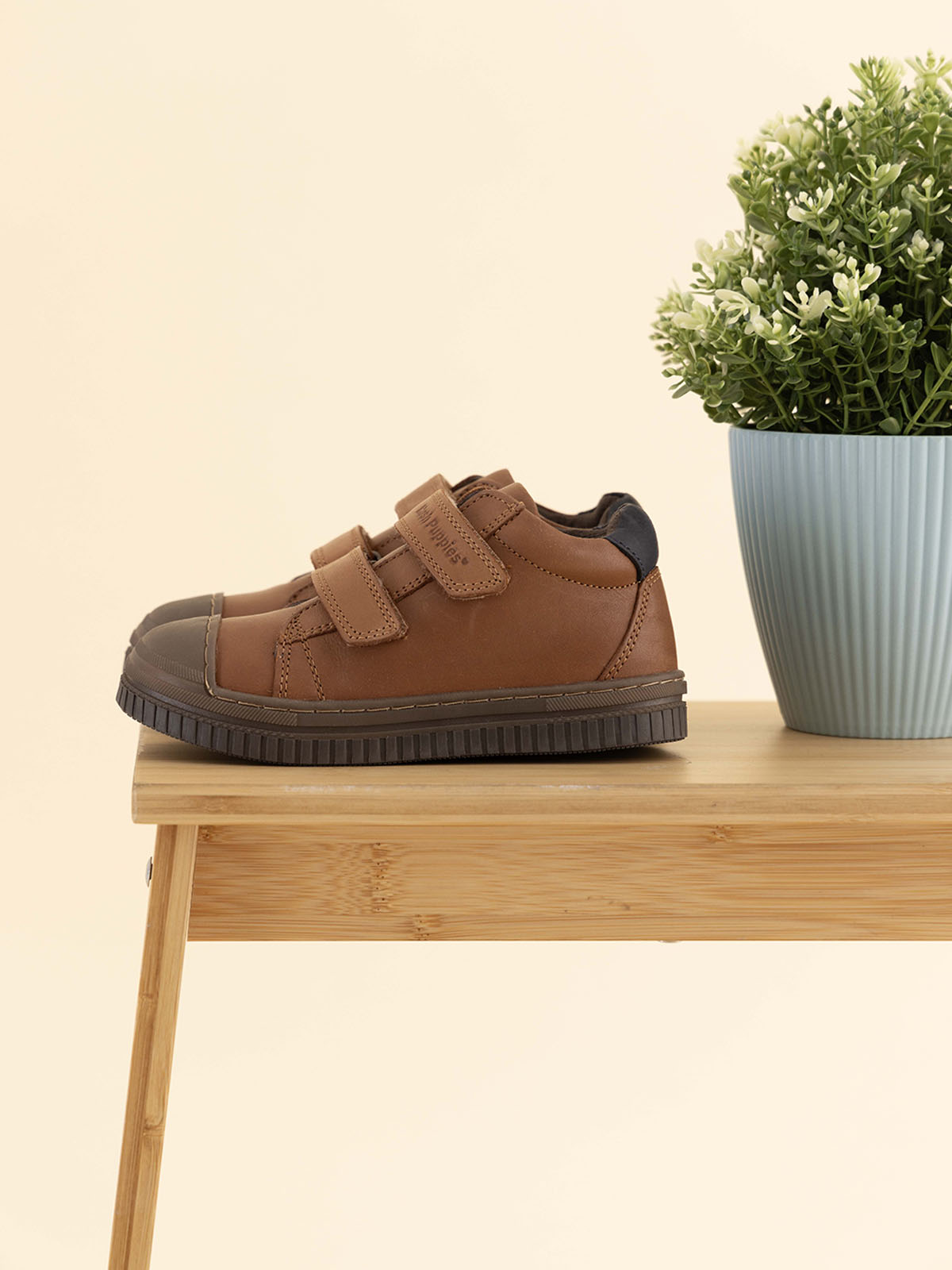 Zapatilla Cuero Niño Waco VL Café